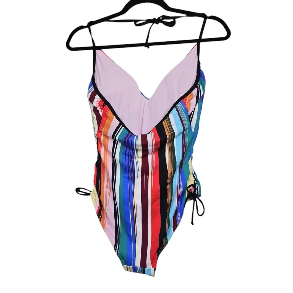 Swimsuits For All Womens Multicolor Halter Neck One Piece Swimsuit Size 4 NWT
